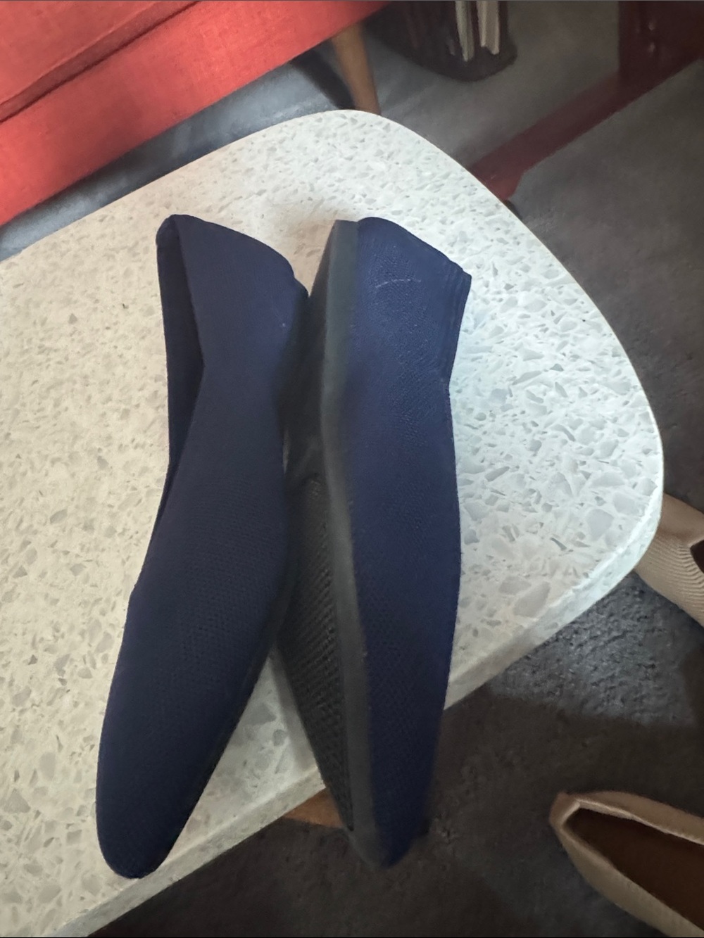 Women’s Navy Pointed Toe Knit Flats - Picture 6 of 7